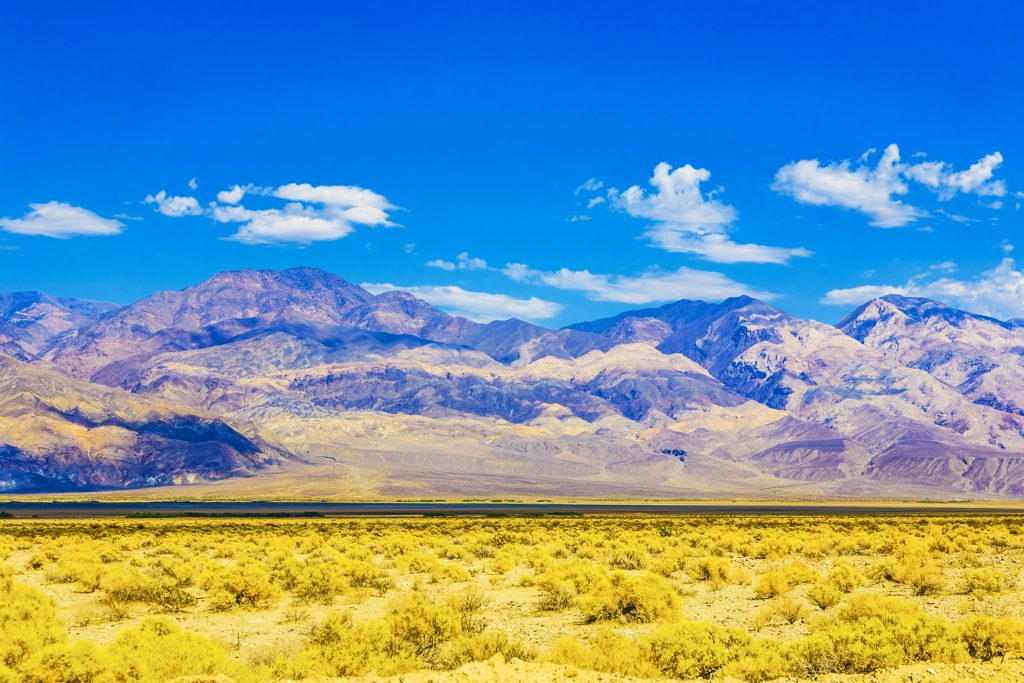 mountains of Panamint Valley desert with blue sky