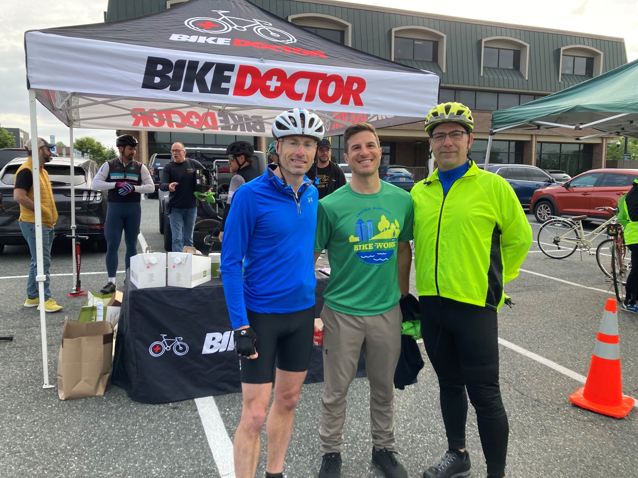 Employees representing SURVICE at Bike to Work Day.