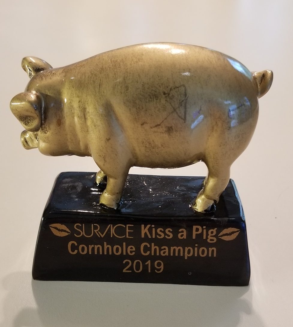 SURVICE cornhole tournament trophy