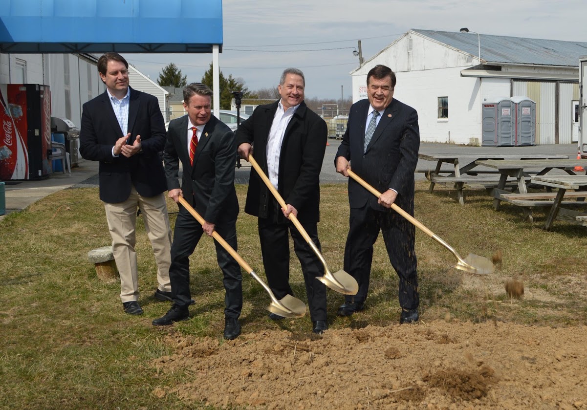 Breaking ground at ATO (County Councilman Chad Shrodes, ATO Manager Mark Butkiewicz, County Executive Barry Glassman, and U.S. Representative Dutch Ruppersberger)