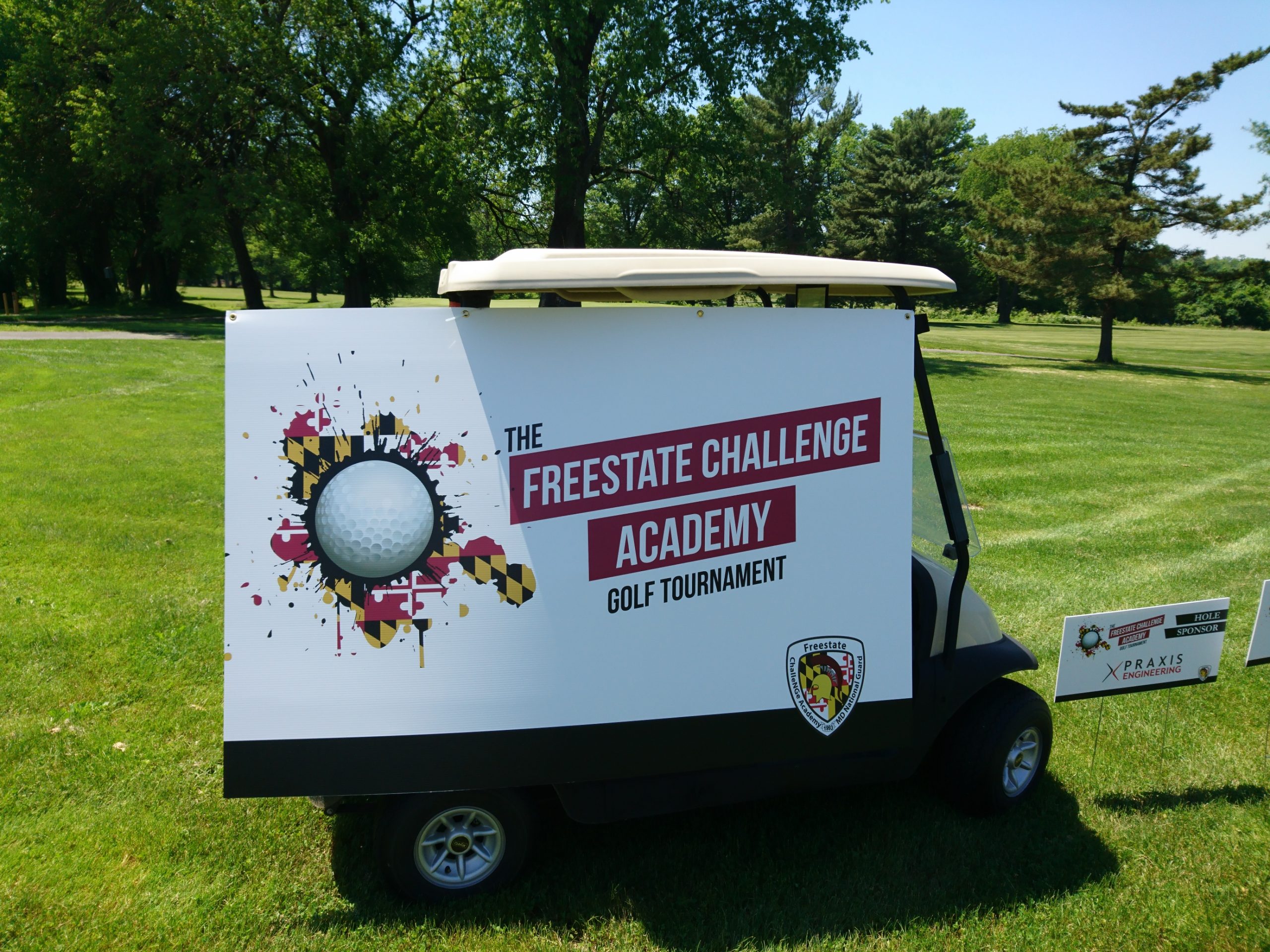 event signage on golf cart