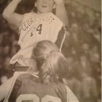 Megan shooting a layup on her high school basketball team